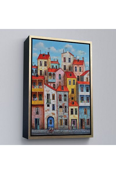 Harita Sepeti Pictură de peisaj din orașul Tiflis din Georgia veche cu cadru auriu