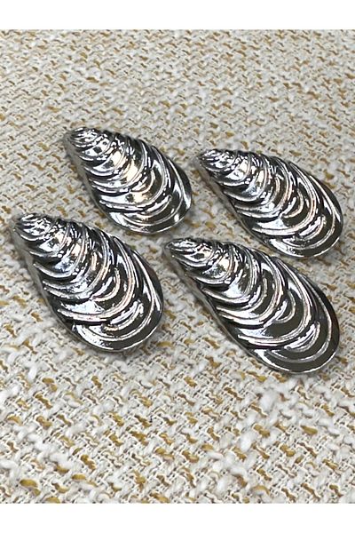 ODDA TASARIM ATÖLYESİ Mussel Shell Model Silver Color Extra Large Button Set(4.3cm)