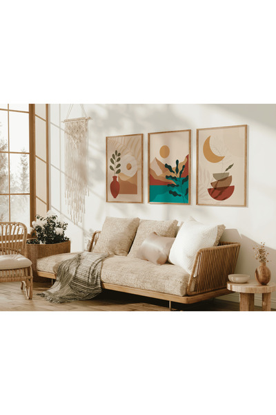 ARTCASTLE 3-компонентен комплект картини с дървена рамка Moun