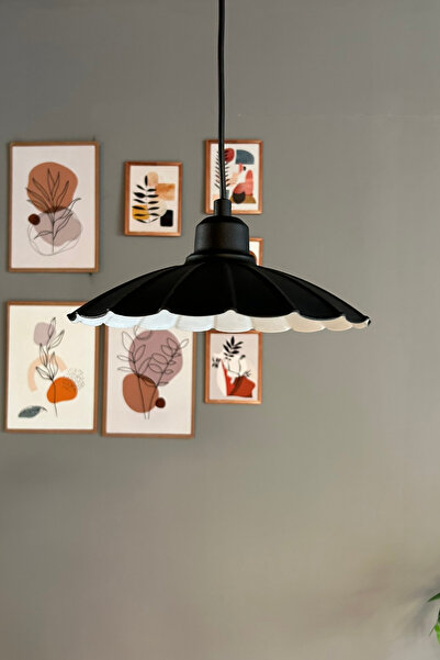 Bamyum Risso Metal Avize Siyah Yarım Lale Başlık Tekli Rustik Cafe Mutfak Modern Sarkıt Aydınlatma