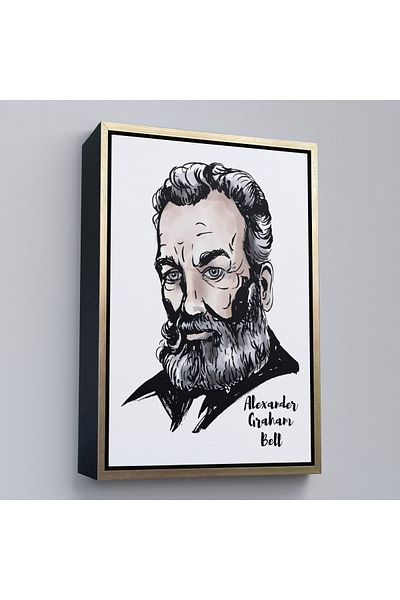 Harita Sepeti Διακοσμητικός πίνακας σε καμβά Alexander Graham Bell με χρυσό πλαίσιο