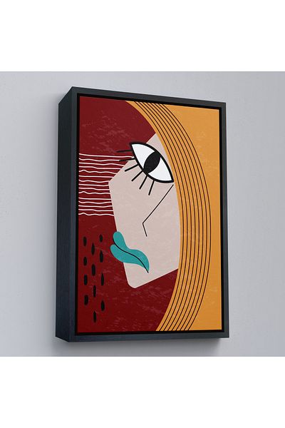 Harita Sepeti Pictură abstractă a feței de femeie cu cadru auriu