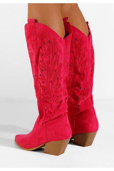 B T Shoes Cizme cowboy dama fucsia Indaia