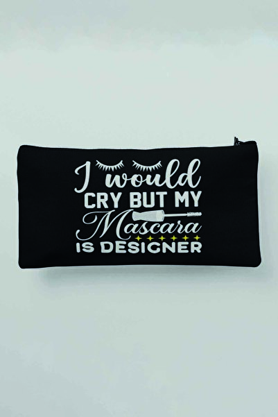 qoeuyl boutique Косметичка - Дизайнерська чорна тканинна косметичка з принтом...