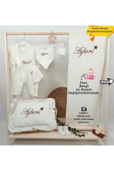 gros shop 4Katlı Müslin Kumaş 7'li Bağcıklı Tulum %100Pamuk Hastane Çıkışı (K...