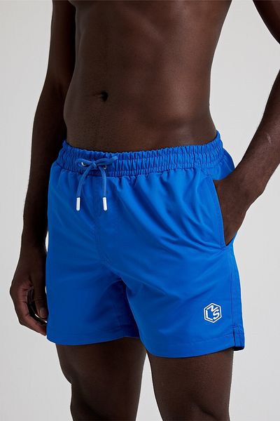 MADZEYMODA Pantaloni scurți de baie pentru bărbați, căptușiți, albastru Saks LS-95093
