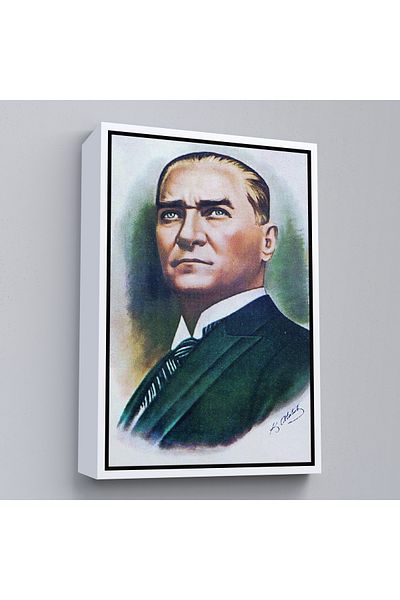 Harita Sepeti Pictură portret Ataturk cu cadru alb Mustafa Kemal Ataturk Pictură decorativă pe pânză dreptunghiulară