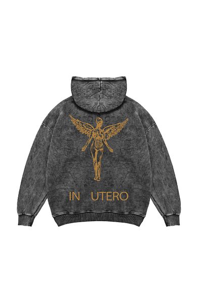 Sekizbiraltı Πλενόμενο μαύρο Nirvana Back Printed Unisex Oversize Hoodie