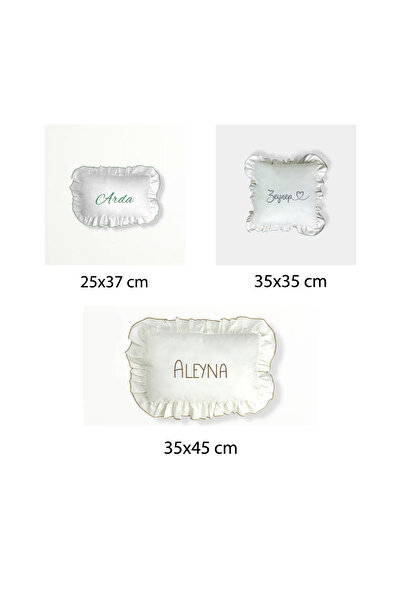 Messido Kişiye Özel Nakışlı İsimli Bebek Yastığı – Fırfırlı,  25x37 cm Bebek Yastık Yumuşak & Şık Tasarım