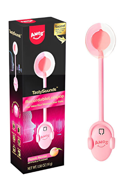 Amos - TastySounds Kaydedilebilir Lolipop (Şeftali Nektarı) 16 gr