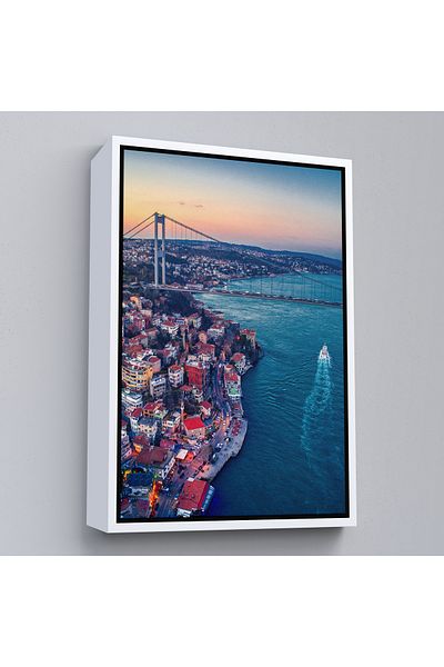 Harita Sepeti Tablou decorativ pe pânză Boğaziçi Bird's Eye cu cadru alb