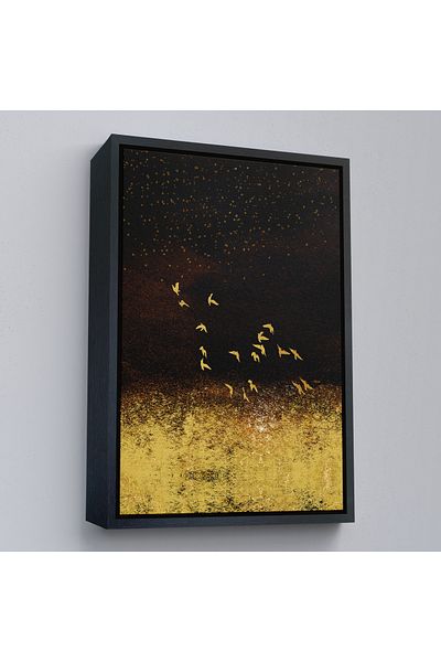 Harita Sepeti Ζωγραφική Τοπίο Golden Birds με χρυσό πλαίσιο