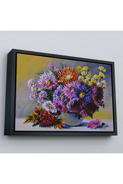 Harita Sepeti Crno uokvireni šareni cvetovi, uljana slika, dekorativna slika ...