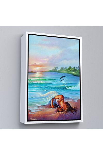 Harita Sepeti Pictură de perete pentru fete cu coranul Ocean Dreams cu cadru alb