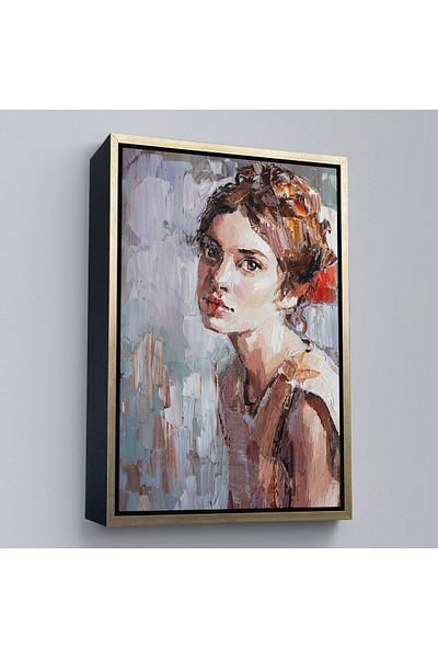 Harita Sepeti Кафява рамка на невинно младо момиче, картина с маслени бои, картина на платно