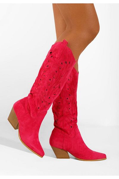 B T Shoes Cizme cowboy dama fucsia Indaia