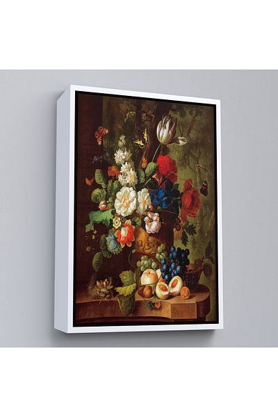 Harita Sepeti Flowers and Fruits in White Frame Oil Painting View Decorative Canvas Wall Painting