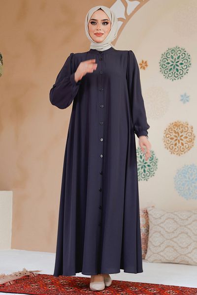 Neva Style Abaya hijab afumat cu nasturi (45283FU)