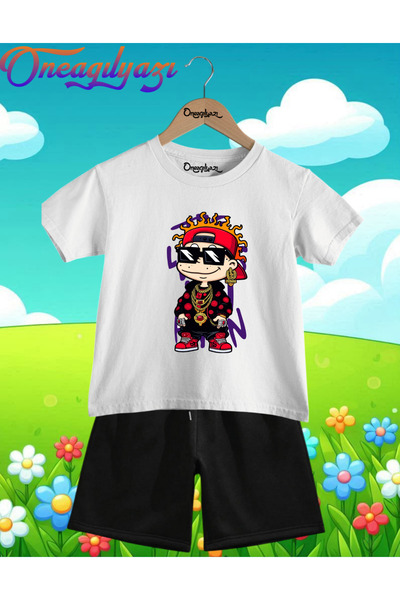 oneagılyazı Cool Chuckie Štampano Oversize kroj Dječje šortsevi T-shirt setovi