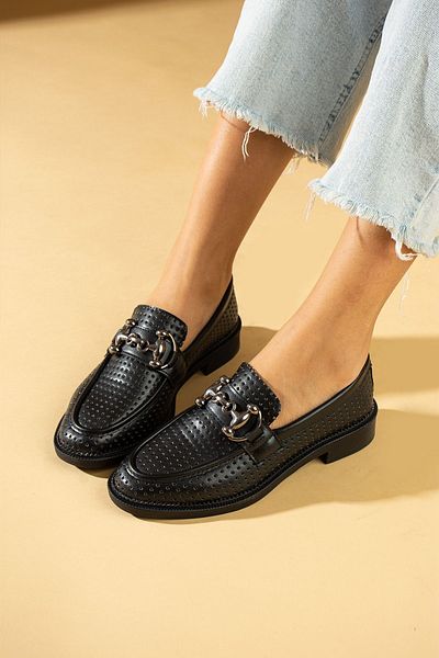 Pembe Potin Γυναικεία μαύρα loafer μοκασίνια casual πόρπη καθημερινά άνετα παπούτσια σόλας