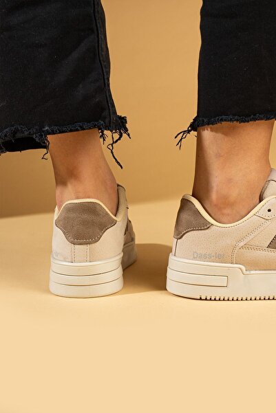 Pembe Potin Bej Kahve Kadın Spor Sneaker Bağcıklı Günlük Rahat Taban Ayakkabı