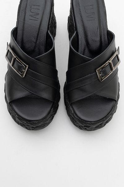 LuviShoes Papuci de damă cu toc cu pană din piele naturală PALMAS