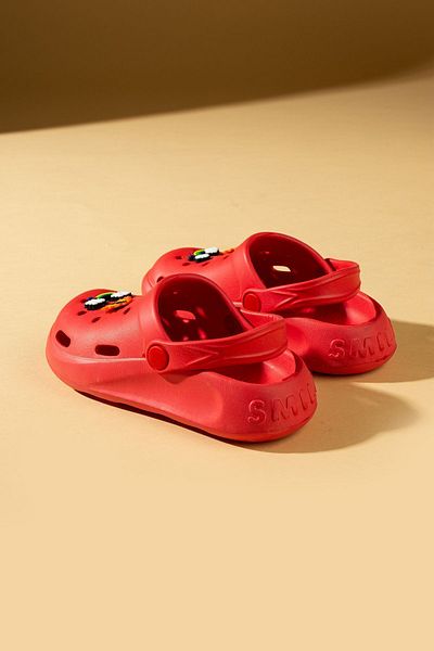Pembe Potin Sandale roșii unisex pentru copii, papuci - Design zilnic de mare și plajă