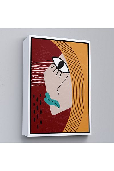 Harita Sepeti Abstract Woman Face Painting with White Frame