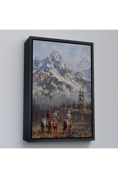 Harita Sepeti Pictură decorativă de perete cu cadrul de aur American Cowboys