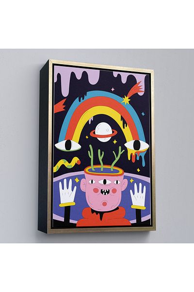 Harita Sepeti Pictură iconică Pop Art Alien cu cadru auriu