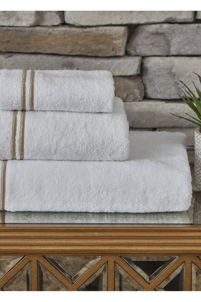 Dantela Код-9931 - Набір з 3 білих бавовняних рушників для ванної кімнати з в...