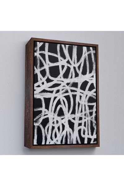 Harita Sepeti Tablou de linii abstracte alb-negru cu cadru alb