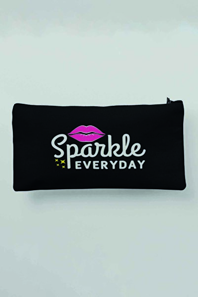 qoeuyl boutique Чорна сумка для косметики з принтом - пенал-гаманець