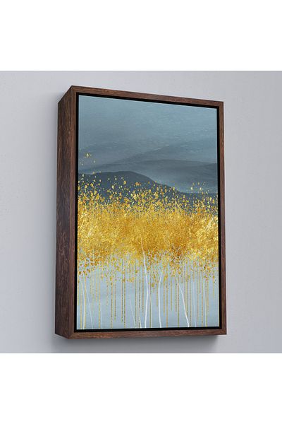 Harita Sepeti Pictură abstractă modernă aurie și albastră cu cadru alb