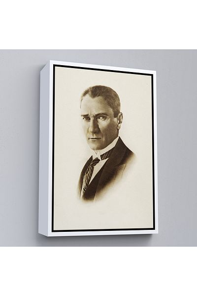 Harita Sepeti Pictură portret Ataturk cu cadru alb Mustafa Kemal Ataturk Pictură decorativă pe pânză dreptunghiulară