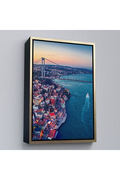 Harita Sepeti Tablou decorativ pe pânză Boğaziçi Bird's Eye cu cadru auriu