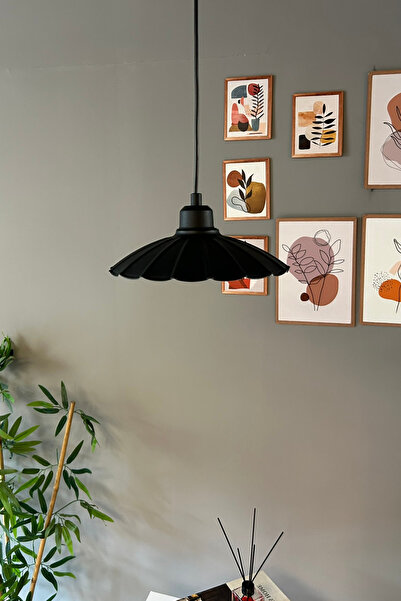 Bamyum Risso Metal Avize Siyah Yarım Lale Başlık Tekli Rustik Cafe Mutfak Modern Sarkıt Aydınlatma