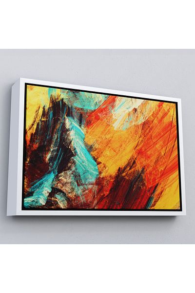 Harita Sepeti Pictură murală decorativă pe pânză cu aspect abstract futurist cu cadru alb