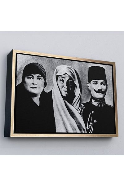 Harita Sepeti Ζωγραφική Πορτρέτο Ατατούρκ με χρυσό πλαίσιο Μουσταφά Κεμάλ Ατατούρκ Ορθογώνιο Διακοσμητικό Πίνακα Ζωγραφικής σε καμβά