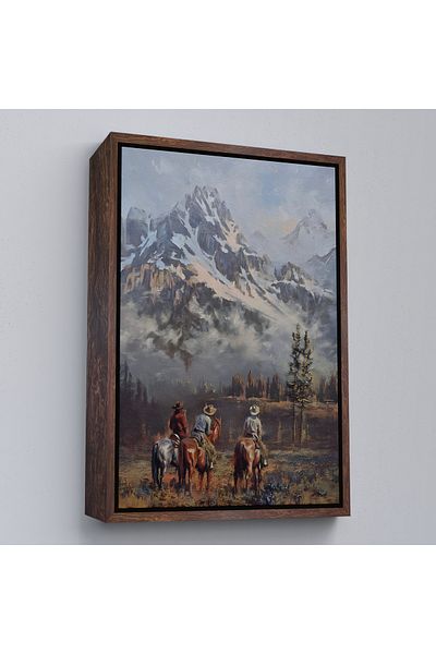 Harita Sepeti Pictură decorativă de perete cu cadrul alb American Cowboys
