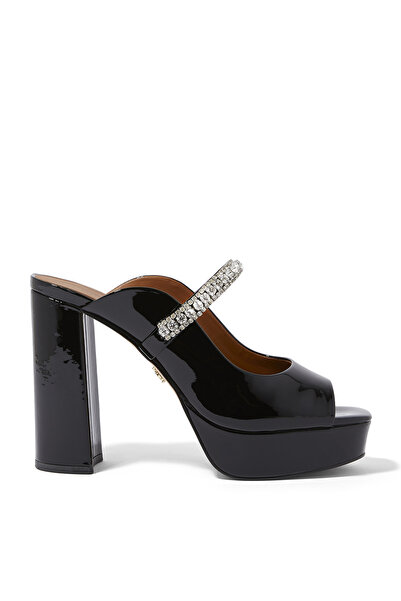 Kurt Geiger High Heel Black Leather Peep-Toe Sandals
