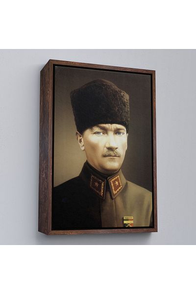 Harita Sepeti Pictură portret Ataturk cu cadru alb Mustafa Kemal Ataturk Pictură decorativă pe pânză dreptunghiulară