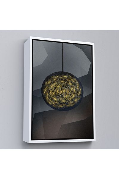 Harita Sepeti Pictură cerc de aur abstract modern cu cadru alb