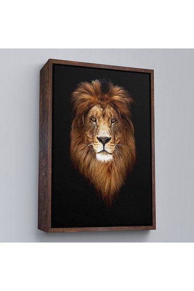 Harita Sepeti Pictură decorativă pe pânză Leu cu cadru alb
