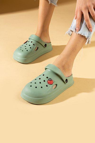 Pembe Potin Çağla Green Women's Sandals - Comfortable Fancy Slippers for Sea, Beach, Doctor, Nurse, Hospital, Teacher
