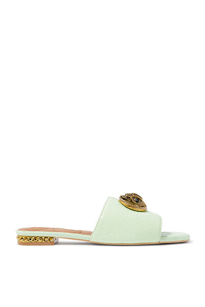 Kurt Geiger Pastel Green Chelsea Flat Sandals - Elegant and Stylish