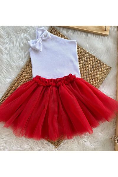 Retro Women Girl Child Baby Red Layered Princess Birthday Tutu Skirt