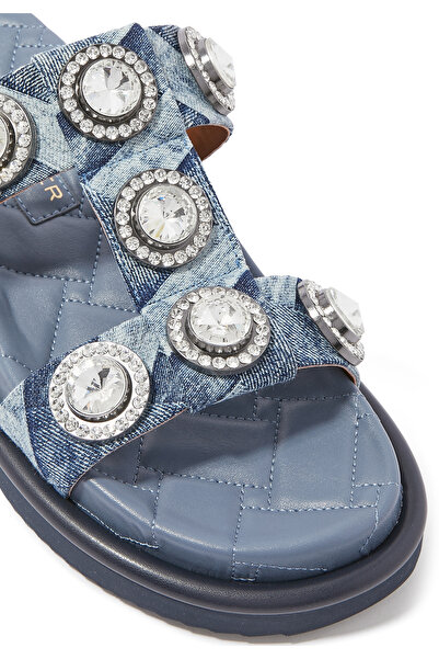 Kurt Geiger Kristal Taşlı Rahat Denim Sandalet