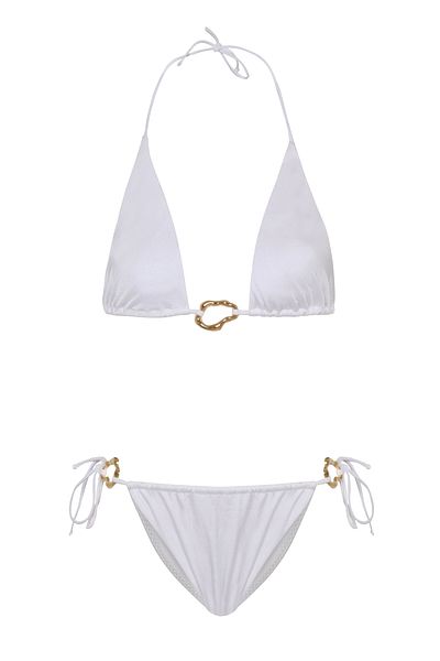 AQUELLA Ecru Long Triangle Bikini Set with Accessories