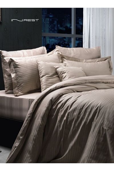 INREST Paris Duvet Cover Set Dark Beige Color (Without Filling) Cotton 100% Single Size 160x230 cm - 4 Pcs